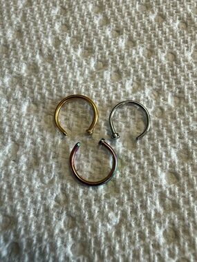 Titanium Open Hoop Nose Rings, Nose Nail Style — Gold, Silver, Rainbow
